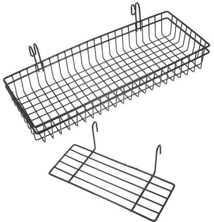 Cestas de Almacenamiento de Pared de Rejilla de Alambre Negro, 2 Piezas