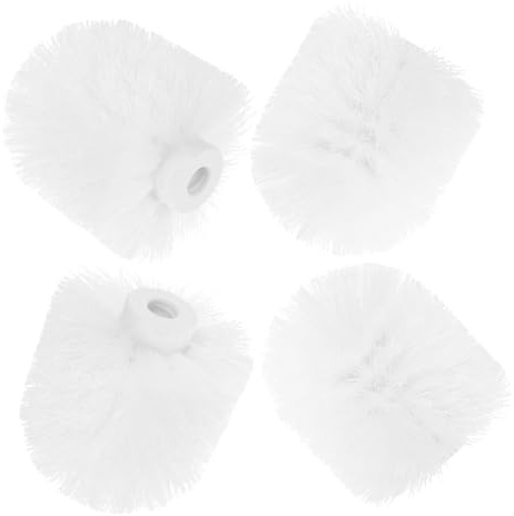 Warmhm 4pezzi Testine per Scopino WC Bianco, Plastico, Setole Dense, Ricambio Scopino per Pulizia Bagno e Water, Facile da Smontare