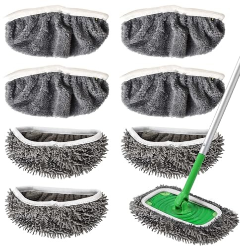8 Pezzi Panno Mocio di Ricambio Microfibra,Panni Riutilizzabili Compatibile con Swiffer Sweeper Mop,Panni Cuscinetti Straccio Lavapavimenti per Uso Umido e Secco,Per La Pulizia di Pavimenti Duri