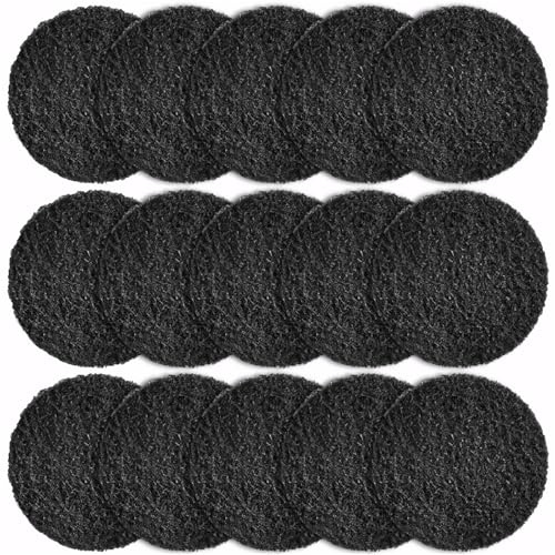 15 confezioni di filtri in fibra di cotone al carbone attivo, 17 cm x 0,5 cm, tappetini rotondi per la pulizia, neri, riutilizzabili, perfetti per coperchi dei bidoni della spazzatura, controllo degli