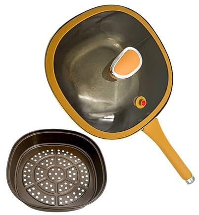 Celuicion Antihaftbeschichtete, hoher Kochtopf mit Deckel, 30 cm Bratpfanne mit ergonomischem Griff, für Innen- und Außenküche und Camping