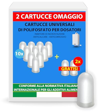 SOLEILUX Cartucce Polifosfati per Caldaia Ricarica Universale da 12 Pastiglie di Polvere Concentrata per Filtrazione Acqua - Filtro Anticalcare e Anticorrosivo