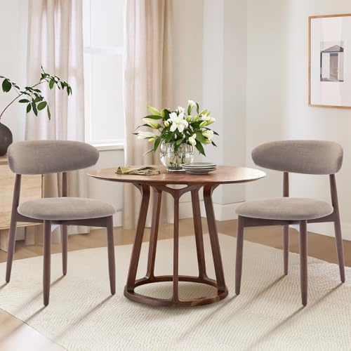 COLAMY Küchenstuhl Esszimmerstühle 2er Set, Moderne Polsterstuhl Essstühle mit Fester Rückenlehne, Stoff Esszimmerstühl mit Holzbein für Esszimmer, Küche, Restaurant, Kamel