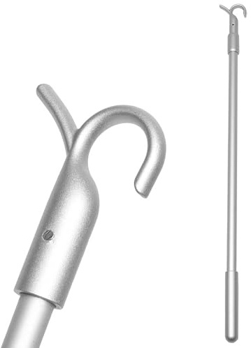 Telescopic Aluminium Window Pole Opener, 30 to 60cm Telescoping Loft Ladder Pole with Hook, Curtain Pull Rods for Homes and Offices, Window Shutter and Vertical Blind Control Rod Accessory