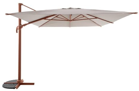 Hespéride - Parasol déporté rectangulaire inclinable melhia 4x3 m acajou/lin
