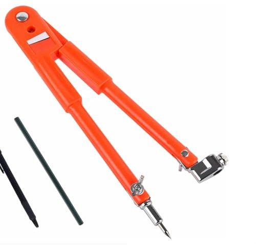 VZU Zirkel, Zirkel mit Stifthalter, Zirkel Groß, Professioneller Tischlerzirkel, Einstellbar, Klarer Strich, für Holzbearbeitung, Geometriezeichnung (Orange)