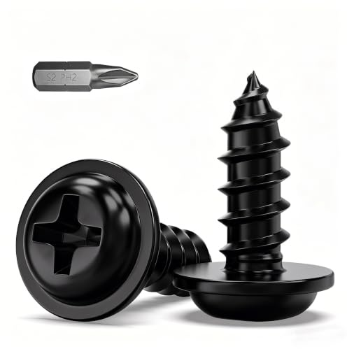 100Pcs M4 x 10mm Black Self Tapping Screws, Phillips Pan Head Wood Screws | 304 Stainless Steel Screw, Screw for Wood, Metal, Plastic and DIY Projects