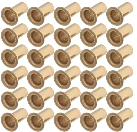 PACKOVE M6x12 Copper Hollow Rivets 100pcs Corrosion Resistant Tubular Eyelet Fasteners for Jewelry Belts Leather Fabric DIY Crafts
