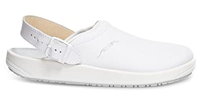 Abeba Clog 9200 – gummi slätt läder vit, certifierat, 43