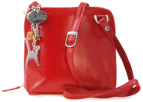 Catwalk Collection Handbags - Damen Leder Umhängetasche - Crossbody Bag/Handtasche Klein - Verstellbarer Schultergurt - Lena