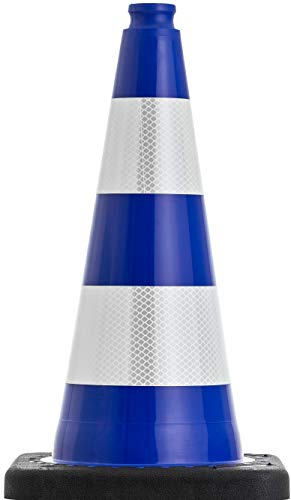 UvV-Shop Leitkegel, 50 cm Pylone blau reflektierend mit schwarzen Fuss ca. 2,2 kg schwer