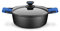 Monix Solid Cacerola Alta, Tapa de Cristal y Asas de Silicona, 2.5 litros, Aluminio Fundido, Negro y Azul