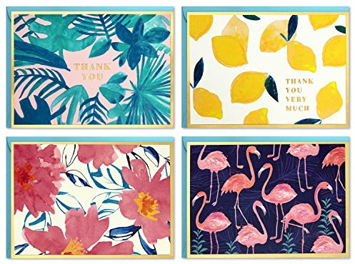Hallmark Boxed Thank You and Blank Cards Assortment (Four Assorted Tropical Designs, 40 Note Cards and Envelopes)
