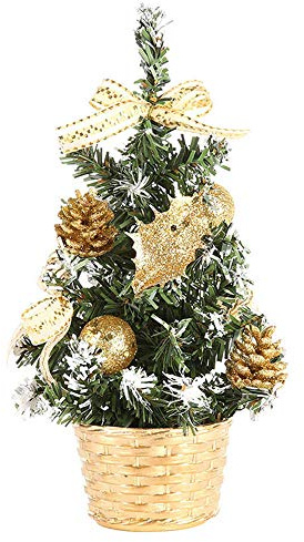 Lhbfcy Klein Mini Tischbaum Künstlicher Weihnachtsbaum Geschmückter Weihnachtsbaum Wohnaccessoires Bäume Geeignet Für Weihnachtsdekoration,Valentinstag,Halloween,Zuhause Und Im Büro 25cm/9.8in(Golden)
