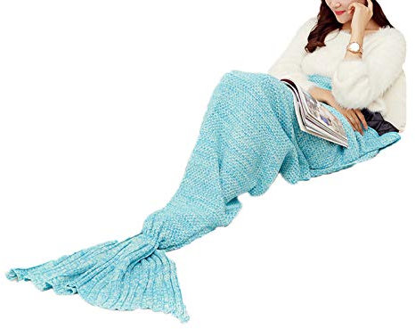 keepmore Meerjungfrau Decke Hand Häkeln Gestrickte Decke Sofa Decke Frauen Mädchen Weiche Warme Meerjungfrau Schwanz Decke Schlafsack