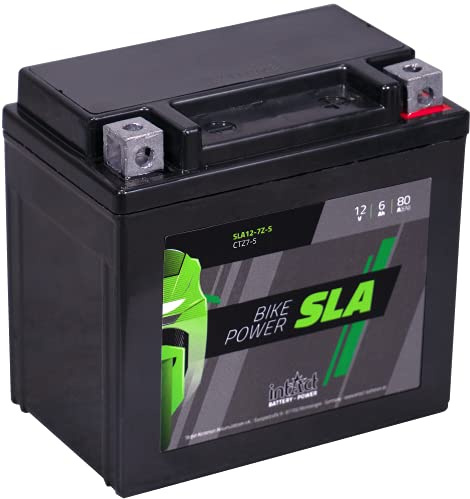 intAct - AGM BATTERIE MOTOCYCLE | Batterie pour scooter, moto, quad, etc. Batterie sans entretien & anti-fuite | SLA12-7Z-S, CTZ7-S, batterie 12V, 6 AH (c20), 80 A (EN) | Dim: 113x70x105mm