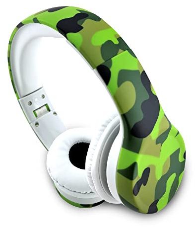 hisonic Kinderkopfhörer ab 3 Jahre, Kopfhörer für Kinder mit 85 db Laustärkebegrenzung und Mikrofon, Musik-Sharing-Funktion, Verstellbare Kinder Headset für Jungen und mädchen. (Tarngrün)