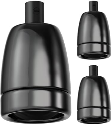 ledscom.de 3x E27 Fassung, Porzellan, schwarz, 230V AC, max. 300W
