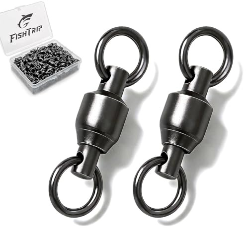 FishTrip 30 Pack Ball Bearing Fishing Swivels, High Strength Stainless Steel Swivels Fishing Tackle Solid Welded Rings Barrel Swivels Fishing Connectors for Saltwater Freshwater Size 1