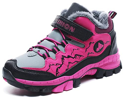 ZYLDK Kids Walking Hiking Boots Lightweigh Winter Warm Snow Non-Slip Outdoor Climbing Shoes