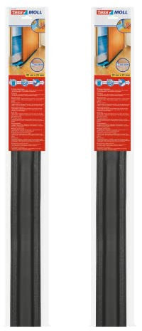 tesamoll Zugluftstopper für glatte Böden im 2er Pack - Zuschneidbare Türdichtung zum Schutz vor Zugluft - mit Schallschutz - 2x 95 cm x 25 mm, kürzbar - Anthrazit