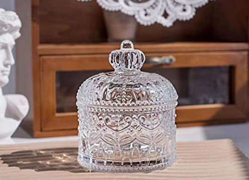 Sucrier/Pot Boîte Distributeur Pot à Épices Sel Assaisonnement, Bocaux en Verre avec Couvercle, Sucrier en Forme de Dôme Bocal à Bonbons en Verre Effet Cristal Bocaux à Bonbons for Buffet de Bonbons d