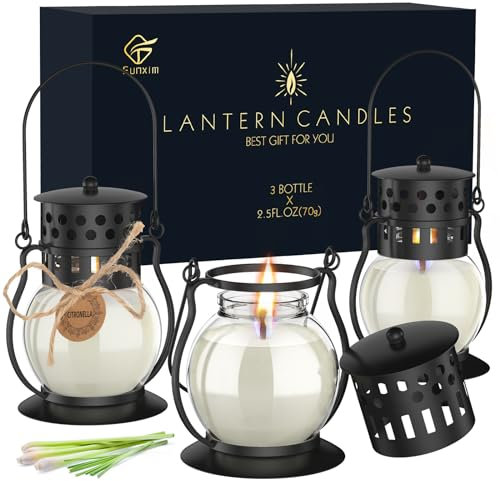 Candele alla citronella, 3 pcs di candele alla citronella da esterno, da esterno in bicchiere, candela al limone, cera di soia naturale - perfetto per campeggio, barbecue, picnic, giardino