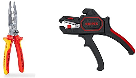 Knipex Pince pour installations électriques chromée, isolées par gaines bi-matière, certifiées VDE 200 mm 13 96 200 & Pince à dénuder automatique 180 mm 12 62 180