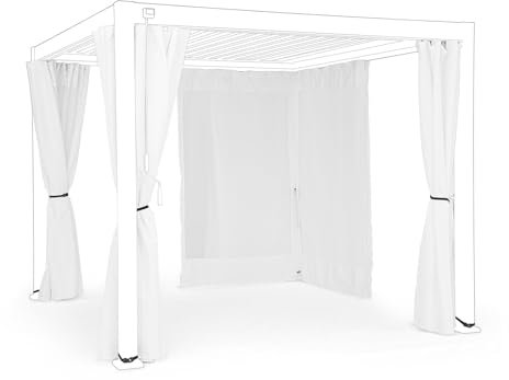 Decor Space Juego de 4 Toallas Laterales con mosquitera para pérgola bioclimática (3 x 4 m, Blanco)