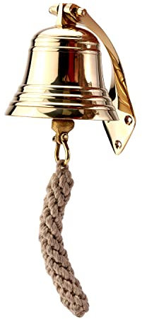 NKlaus campana da nave in ottone dorato con supporto a parete e nastro Ø: 10cm versione pesante 11574