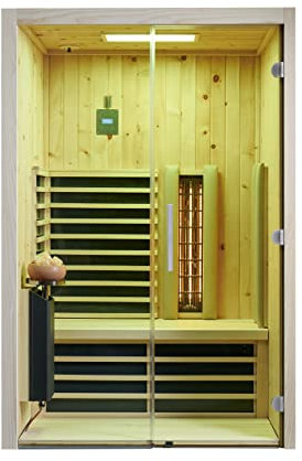 Infraworld Infrarotkabine TrioSol Glas 125 Zirbe VG 125x112 cm mit 2 ABC-Strahler Salzverdampfer