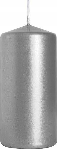 Stumpenkerze BISPOL 20H 10CM SW50/100 SILBER METALIC