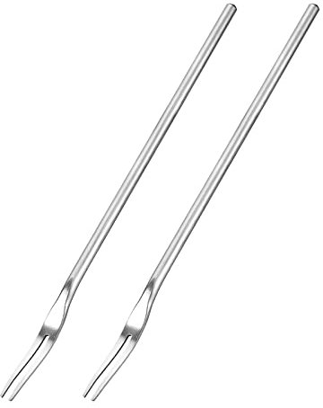 sourcing map 2 pièces Inox Acier Fourchettes à fruits, 8.66-Pouce Salade Fruits Dégustation Fourchettes Dessert Gâteau Fourchettes 2 Broche Dégustation Apéritif Fourchettes pour Fête Mariage