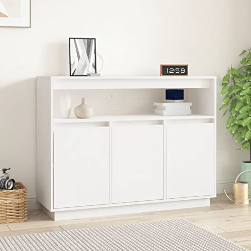 BaraSh Sideboard Kommode Weiß TüRen Sideboard Flur Schmal Eckkommode 104,5x34x80 cm Massivholz Kiefer