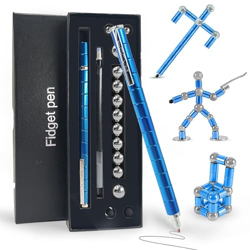 YUDANSI Penna Magnetica per Decompressione, Giocattoli Fidget Antistress per Bambini Adulti,Riempitivi per Borse per Feste di Compleanno, Regali per Adulti,Ragazzi e Ragazze per Ufficio, aula (Blu)