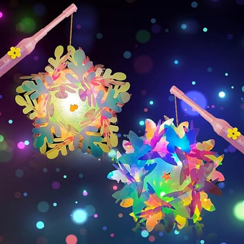 2Pcs Martinslaterne mit Laternenstab,Tragbare Multicolor Laterne für Kinder,Laternenstab Kinder,Selbstgebaute Laterne Multicolor Laterne für Halloween, Weihnachten,Kinderpartys,Geburtstage