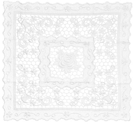 sourcing map Retro Spitzen-Tischset 15x15 Zoll Quadratische bestickte Tischsets Französische Häkeldeckchen Untersetzer Tassenmatte für Zuhause Hochzeit, Weiß
