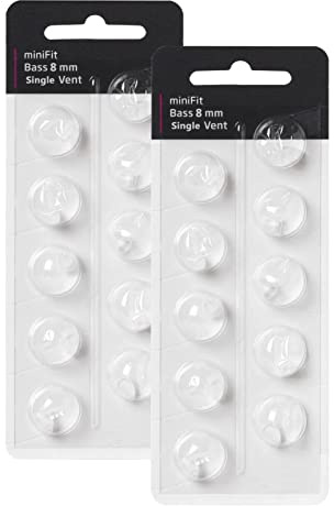 Hearing Aid Domes for Oticon Replacements, Oticon Minifit Double Vent Bass Domes (6 mm/2 Pack), Universal Domes for Oticon Hearing Aid Supplies (8 mm Single Vent)