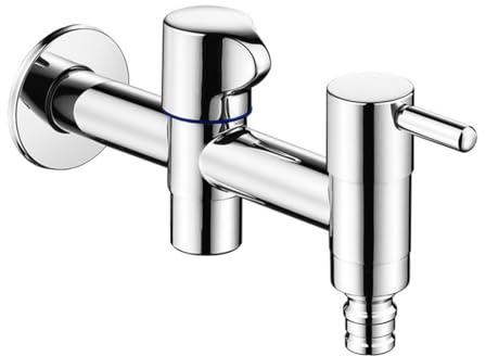 BiaoTeng Robinet Double De Machine à Laver Multifonction Robinet Froid Simple laiton Robinet Double Sortie Machine à Laver Et Lave-Vaisselle, argent B