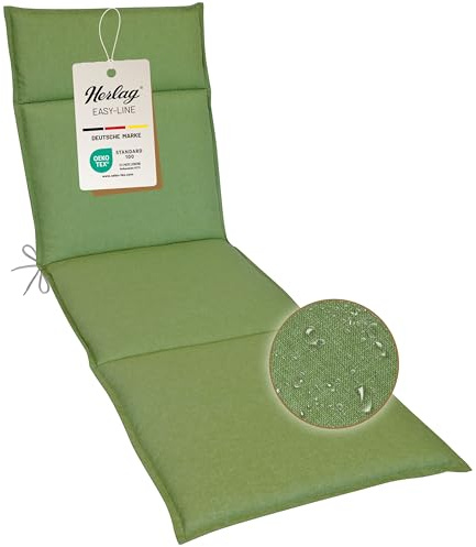 Herlag Liegenauflage Bea 190x60x4,5cm | Wasserabweisende Rollliegen-Auflage mit Fleckschutz | Bequemes Polster für Sonnenliegen | Pflegeleichte Easy-Line | Öko Tex 100 | Oliv