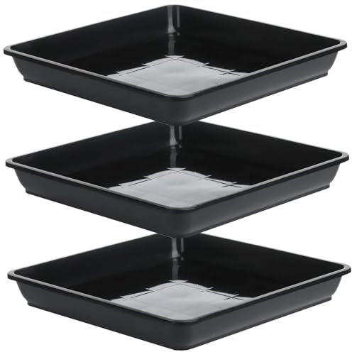 Plant Pot Saucers 3PCS Plant Tray Plastic Square Plant Tray Durable Plant Water Catcher Tray for Bonsai Flowers Succulent Pot Gardening Supplies Small