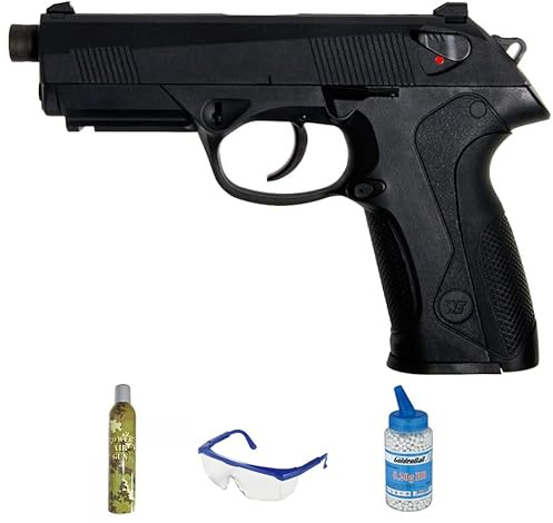 We Bulldog GBB blowback Green Gas (6mm) | Pistola Airsoft (pallini in PVC) calibro 6 mm + Green Gas + fiaschetta da 0,20 g + occhiali protettivi. Sistema Blowback. (Potenza: 0,8 joule)