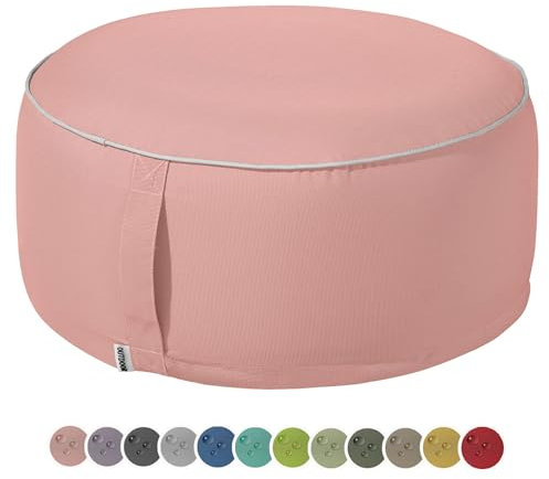 heimtexland Outdoor Pouf Sitzkissen wetterfest Garten Bodenkissen aufblasbar Fußhocker Yoga Lounge Hocker Tisch Party Deko Sitzsack 25x55 Typ551 Altrosa