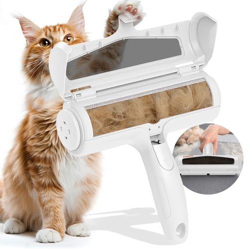 ACE2ACE Pet Hair Remover Roller, Reusable Lint Roller with Visable Window, | Dog Cat Hair Remover Brush, Surface Fur Removal Tool for Furniture, Couch, Carpet, and Bedding-Transparent