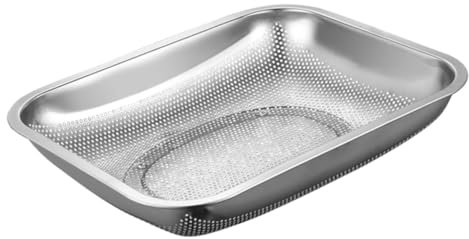 OUNONA 1 Cesta Escurridora de Alimentos Cuadrada de Acero Inoxidable para Fregadero Cestas para Lavar Verduras Drenaje Rápido