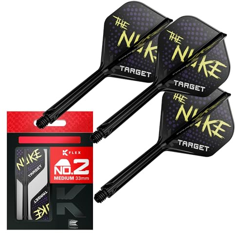 Target Darts Luke Littler K Flex Ailettes et Système d'arbre, No.2 (Moyen, 33mm) | Pack de 3 Ailettes Kflex All in One, The Nuke Player Edition Accessoires de Fléchettes | Fléchettes K-Flex