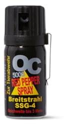Pfefferspray OC 5000 Breitstrahl 40 ml 50 ml 63 ml - mit Metallclip - EXTRA STARK - zur Selbstverteidigung hochwertiges KO Spray mit Federdeckel - 3 Meter Reichweite