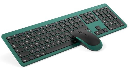 Seenda Ensemble Clavier Souris Sans Fil Ultra Fin Rechargeable avec Clavier Ergonomique, Protection Anti-poussière en Silicone pour PC/Ordinateur Portable/Smart TV, Disposition QWERTZ