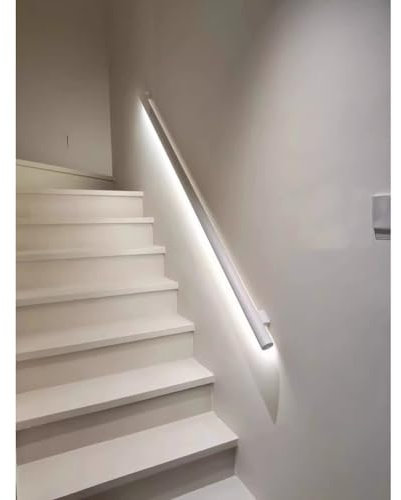 Rygcrud Handlauf Mit Licht Für Außenterrassen Und Innentreppen, Nachts Beleuchteter Treppenhandlauf Für Treppenhausflure Villa-Gang Haltegriff An Der Wand(Weiß,140cm)