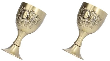 Tnfeeon 2 Stück 200 Ml Royal Chalice Cup Kelch Vintage-Stil Gravurprozess Helle Oberfläche Kelch für Home Bar Dekoration 4, 41 in Vintage Handmade